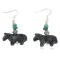 Certified Authentic Horse Navajo .925 Sterling Silver Hooks Natural Turquoise and Jasper Dangle Native American Earrings 97002-15