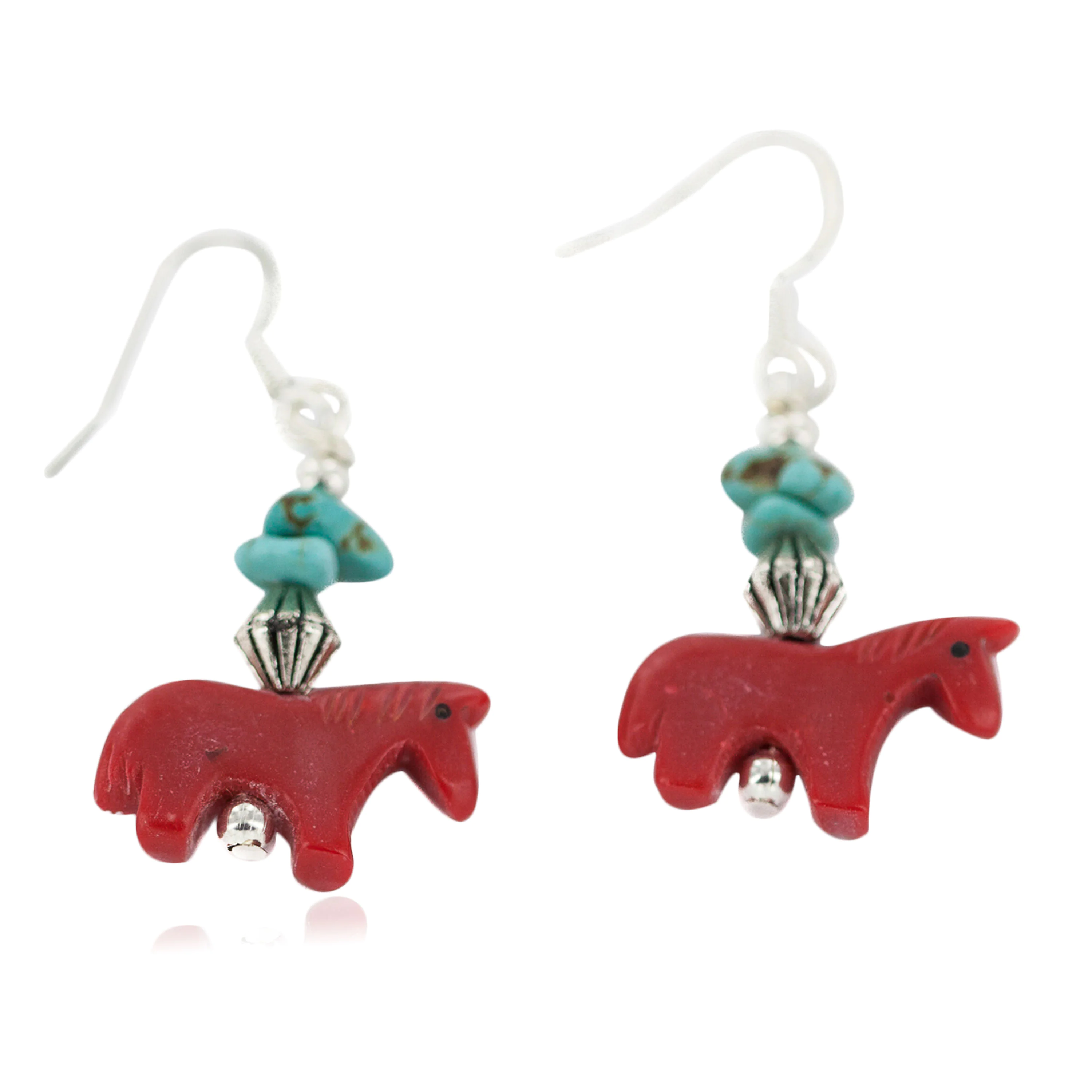 Authentic Navajo Sterling Silver Earrings With Natural Turquoise - Handcrafted Native American Dangle Earrings
