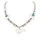 Certified Authentic Horse Navajo .925 Sterling Silver Natural Turquoise Alabaster Graduated Melon Shell Native American Necklace 750133