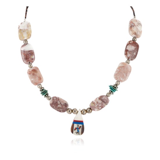 Certified Authentic Inlay Navajo .925 Sterling Silver Natural Turquoise Agate Native American Necklace 25289-4 Certified Authentic Inlay Navajo .925 Sterling Silver Natural Turquoise Agate Native American Necklace 25289-4