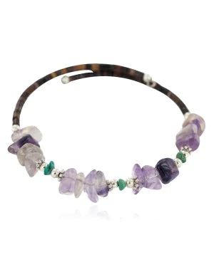 Certified Authentic Natural Heishi Amethyst Turquoise Navajo Native American Adjustable Wrap Bracelet 13153-5