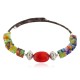Certified Authentic Natural Heishi Coral Glass Navajo Native American Adjustable Wrap Bracelet 13159-5