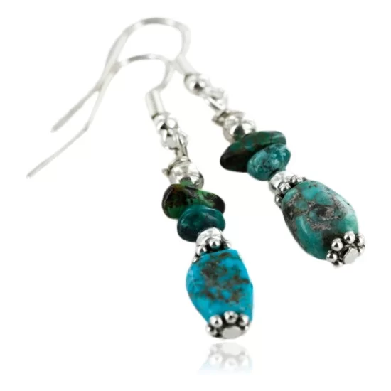 Certified Authentic Navajo .925 Hook Turquoise Native American Earrings 18056