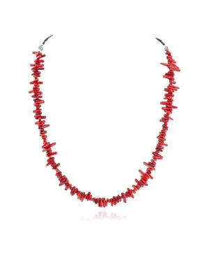 Certified Authentic Navajo .925 Sterling Silver Coral Native American Necklace 750185