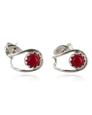 Certified Authentic Navajo .925 Sterling Silver Coral Stud Native American Earrings 390905662438 Certified Authentic Navajo .925 Sterling Silver Coral Stud Native American Earrings 390905662438