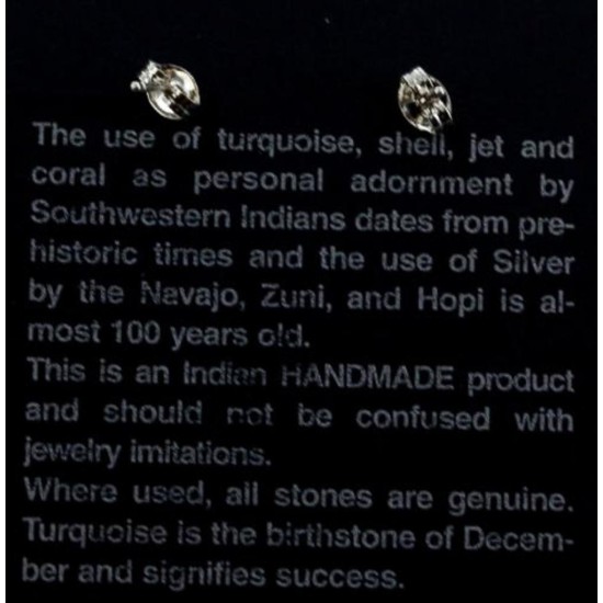 Certified Authentic Navajo .925 Sterling Silver Coral Stud Native American Earrings 390905662438 All Products 27105-1 390905662438 (by LomaSiiva)