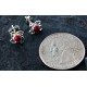 Certified Authentic Navajo .925 Sterling Silver Coral Stud Native American Earrings 390914407123