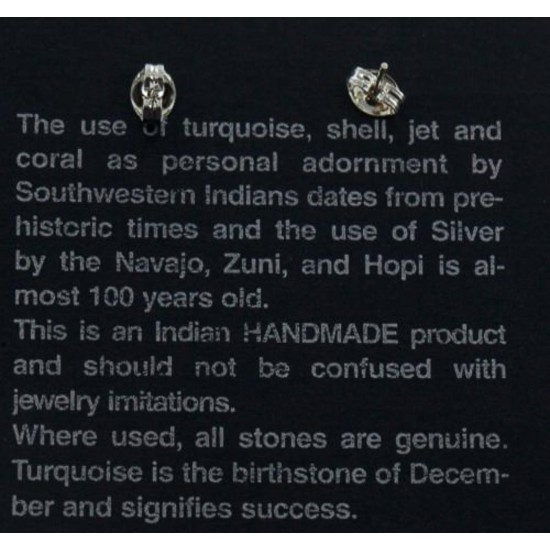 Certified Authentic Navajo .925 Sterling Silver Coral Stud Native American Earrings 390914407123 All Products 27105-14 390914407123 (by LomaSiiva)