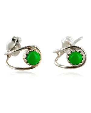 Certified Authentic Navajo .925 Sterling Silver Gaspeite Stud Native American Earrings 390907293385 Certified Authentic Navajo .925 Sterling Silver Gaspeite Stud Native American Earrings 390907293385