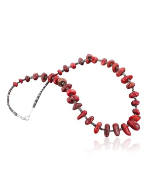 Certified Authentic Navajo .925 Sterling Silver Graduated Coral and Heishi Native American Necklace 370917359439