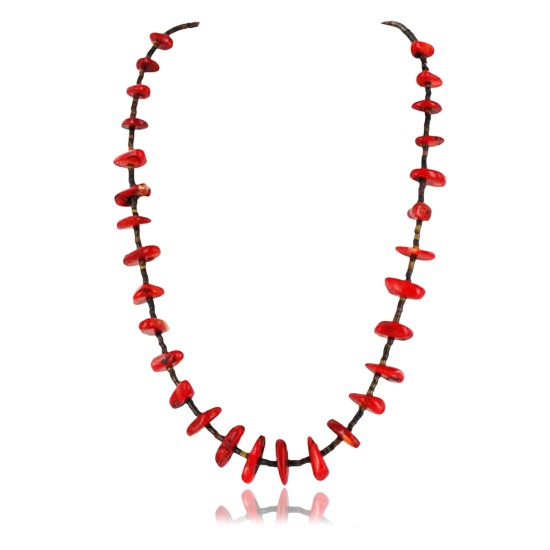 Certified Authentic Navajo .925 Sterling Silver Graduated Coral and Heishi Native American Necklace 390749699403