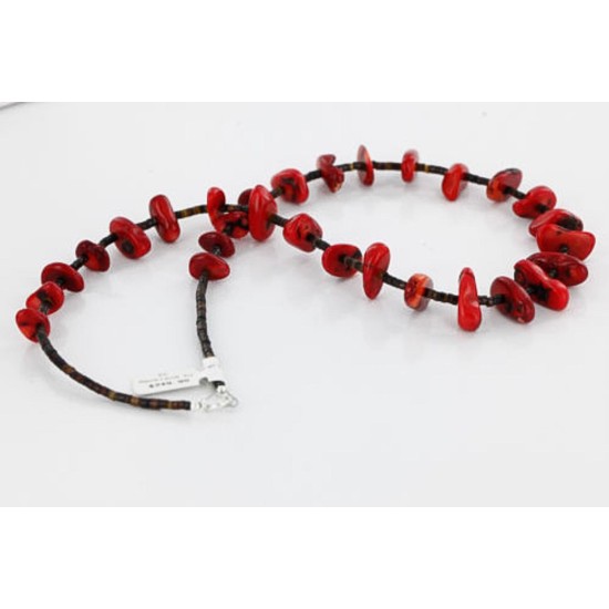 Certified Authentic Navajo .925 Sterling Silver Graduated Coral and Heishi Native American Necklace 390749699403 Certified Authentic Navajo .925 Sterling Silver Graduated Coral and Heishi Native American Necklace 390749699403