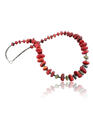 Certified Authentic Navajo .925 Sterling Silver Graduated Coral and Turquoise Native American Necklace 370954493058