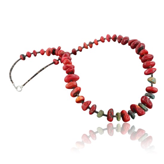 Certified Authentic Navajo .925 Sterling Silver Graduated Coral and Turquoise Native American Necklace 370954493058 Certified Authentic Navajo .925 Sterling Silver Graduated Coral and Turquoise Native American Necklace 370954493058