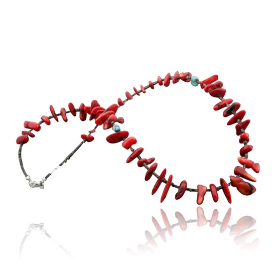 Certified Authentic Navajo .925 Sterling Silver Graduated Coral and Turquoise Native American Necklace 370973131473 Certified Authentic Navajo .925 Sterling Silver Graduated Coral and Turquoise Native American Necklace 370973131473