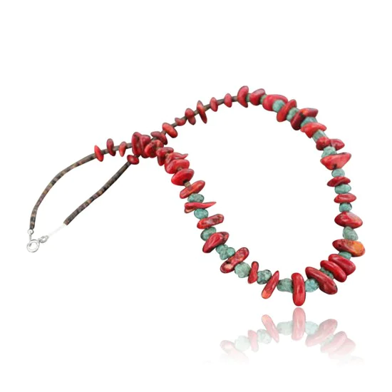 Certified Authentic Navajo .925 Sterling Silver Graduated Coral and Turquoise Native American Necklace 390679261713 Certified Authentic Navajo .925 Sterling Silver Graduated Coral and Turquoise Native American Necklace 390679261713