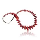 Certified Authentic Navajo .925 Sterling Silver Graduated Coral Turquoise 4095 Native American Necklace 15409-5