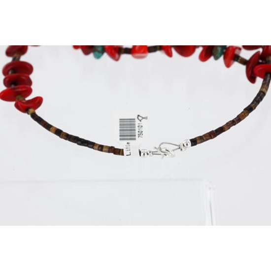 Certified Authentic Navajo .925 Sterling Silver Graduated Coral Turquoise Native American Necklace 371004007428 Certified Authentic Navajo .925 Sterling Silver Graduated Coral Turquoise Native American Necklace 371004007428