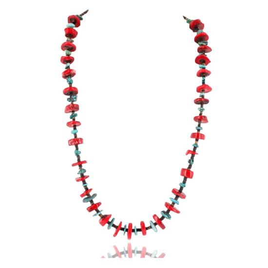 Certified Authentic Navajo .925 Sterling Silver Graduated Coral Turquoise Native American Necklace 371056381059 Certified Authentic Navajo .925 Sterling Silver Graduated Coral Turquoise Native American Necklace 371056381059