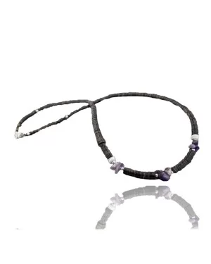 Certified Authentic Navajo .925 Sterling Silver Graduated Heishi Amethyst Native American Necklace 370793445828
