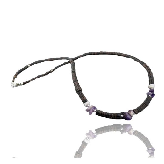 Certified Authentic Navajo .925 Sterling Silver Graduated Heishi Amethyst Native American Necklace 370793445828