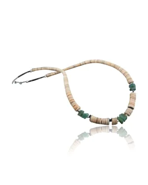 Certified Authentic Navajo .925 Sterling Silver Graduated Heishi and Jade Native American Necklace 370803468965