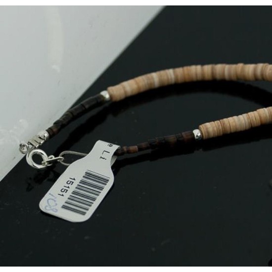 Certified Authentic Navajo .925 Sterling Silver Graduated Heishi and Jade Native American Necklace 390569988008