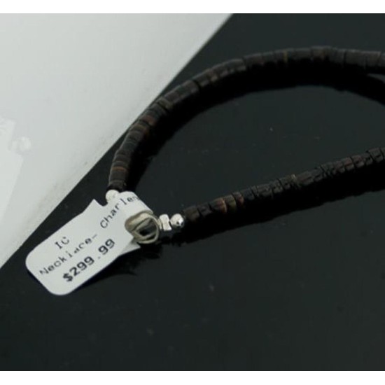 Certified Authentic Navajo .925 Sterling Silver Graduated Heishi and Magnesite Native American Necklace 390593289485