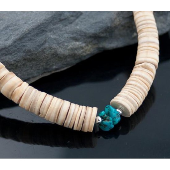 Certified Authentic Navajo .925 Sterling Silver Graduated Heishi, Natural Turquoise Native American Necklace 750103-42 Certified Authentic Navajo .925 Sterling Silver Graduated Heishi, Natural Turquoise Native American Necklace 750103-42