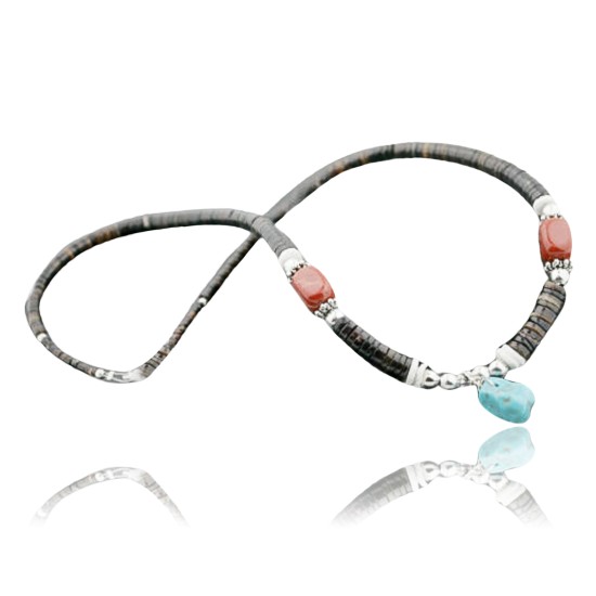Certified Authentic Navajo .925 Sterling Silver Graduated Heishi Turquoise Jasper Native American Necklace 390733546344 Certified Authentic Navajo .925 Sterling Silver Graduated Heishi Turquoise Jasper Native American Necklace 390733546344