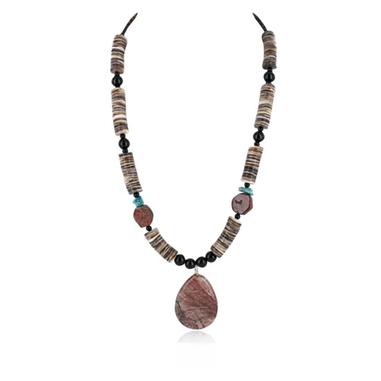 Certified Authentic Navajo .925 Sterling Silver Graduated Heishi Turquoise JASPER Native American Necklace 390783839849