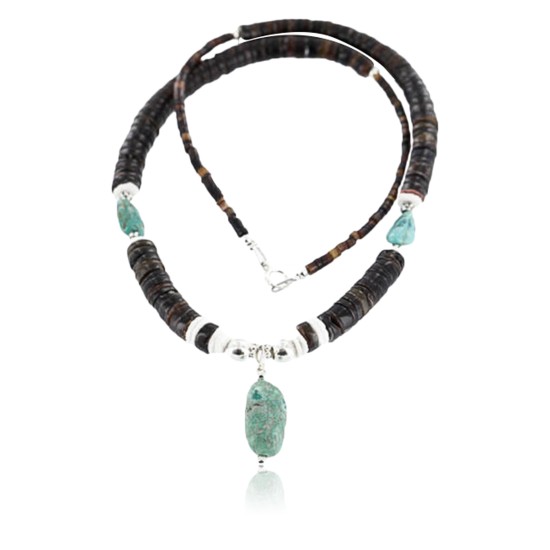 Certified Authentic Navajo .925 Sterling Silver Graduated Heishi Turquoise Native American Necklace 15762-9 Certified Authentic Navajo .925 Sterling Silver Graduated Heishi Turquoise Native American Necklace 15762-9