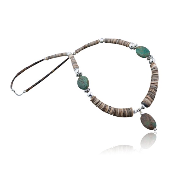 Certified Authentic Navajo .925 Sterling Silver Graduated Heishi, Turquoise Native American Necklace 370856190625
