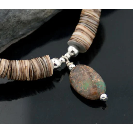 Certified Authentic Navajo .925 Sterling Silver Graduated Heishi, Turquoise Native American Necklace 370856190625 Certified Authentic Navajo .925 Sterling Silver Graduated Heishi, Turquoise Native American Necklace 370856190625