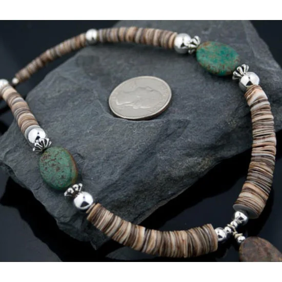 Certified Authentic Navajo .925 Sterling Silver Graduated Heishi, Turquoise Native American Necklace 370856190625 Certified Authentic Navajo .925 Sterling Silver Graduated Heishi, Turquoise Native American Necklace 370856190625