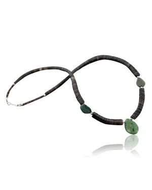 Certified Authentic Navajo .925 Sterling Silver Graduated Heishi, Turquoise Native American Necklace 390641562174