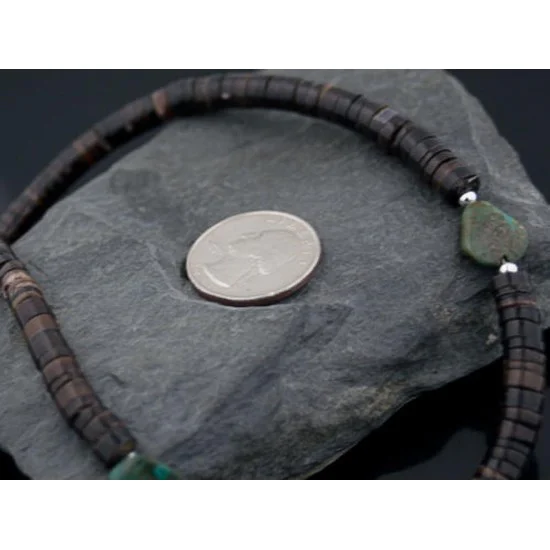 Certified Authentic Navajo .925 Sterling Silver Graduated Heishi, Turquoise Native American Necklace 390641562174