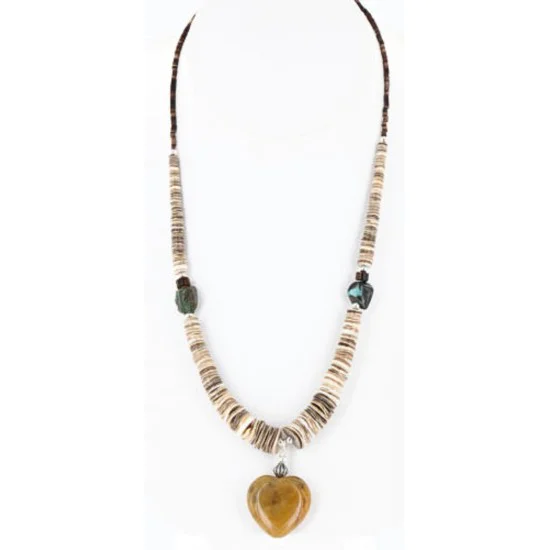 Certified Authentic Navajo .925 Sterling Silver Graduated Melon Shell and Agate Turquoise Native American Necklace 15427-5