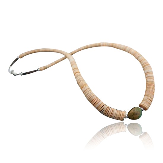 Certified Authentic Navajo .925 Sterling Silver Graduated Melon Shell and Heishi Natural Turquoise Native American Necklace 390600765760 Certified Authentic Navajo .925 Sterling Silver Graduated Melon Shell and Heishi Natural Turquoise Native American Necklace 390600765760