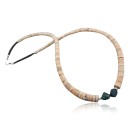 Certified Authentic Navajo .925 Sterling Silver Graduated Melon Shell and Heishi Natural Turquoise Native American Necklace 7501006-87