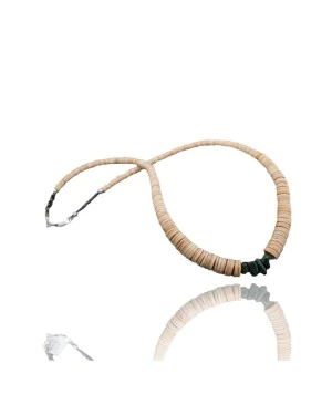 Certified Authentic Navajo .925 Sterling Silver Graduated Melon Shell and Heishi Turquoise Native American Necklace 7501009-3