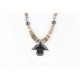 Certified Authentic Navajo .925 Sterling Silver Graduated Melon Shell and Hematite Native American Necklace 390753936381