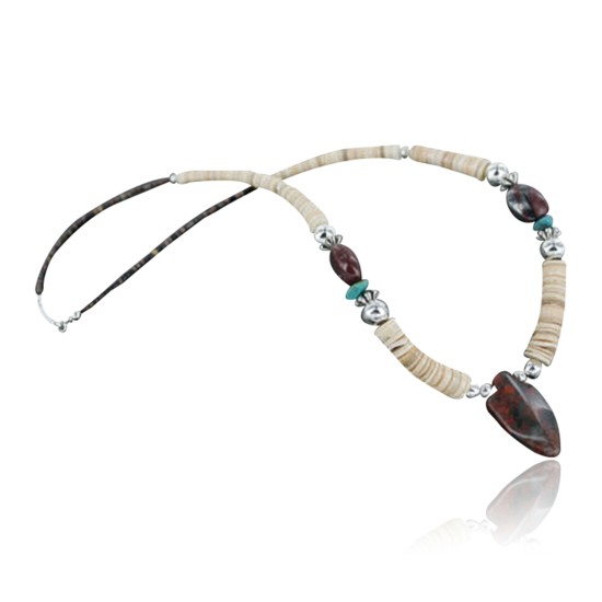 Certified Authentic Navajo .925 Sterling Silver Graduated Melon Shell and Jasper Native American Necklace 370959633555 Certified Authentic Navajo .925 Sterling Silver Graduated Melon Shell and Jasper Native American Necklace 370959633555