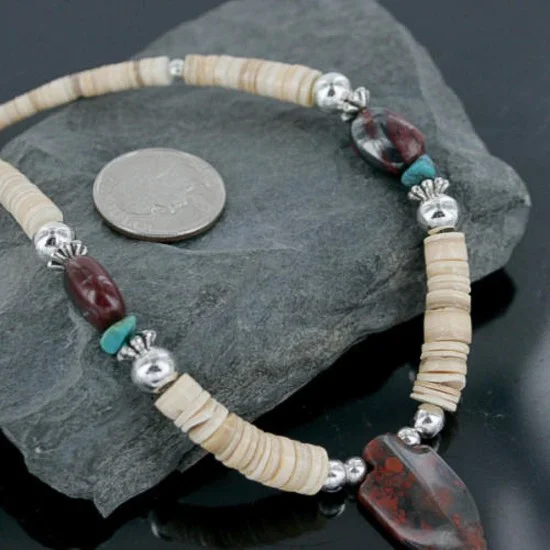 Certified Authentic Navajo .925 Sterling Silver Graduated Melon Shell and Jasper Native American Necklace 370959633555 Certified Authentic Navajo .925 Sterling Silver Graduated Melon Shell and Jasper Native American Necklace 370959633555