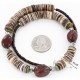 Certified Authentic Navajo .925 Sterling Silver Graduated Melon Shell and Jasper Turquoise Native American Necklace 15890-7