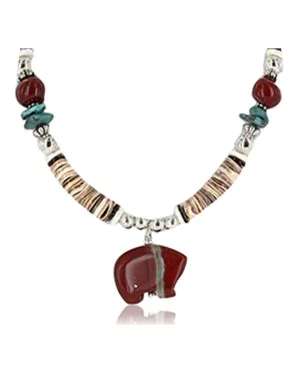 Certified Authentic Navajo .925 Sterling Silver Graduated Melon Shell and Jasper Turquoise Native American Necklace 390828052729
