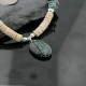 Certified Authentic Navajo .925 Sterling Silver Graduated Melon Shell and Onyx Jasper Turquoise Native American Necklace 15213-5