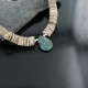 Certified Authentic Navajo .925 Sterling Silver Graduated Melon Shell and Stormy Turquoise Native American Necklace 390668326089