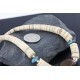 Certified Authentic Navajo .925 Sterling Silver Graduated Melon Shell and Tigers Eye Turquoise Native American Necklace 15562-58