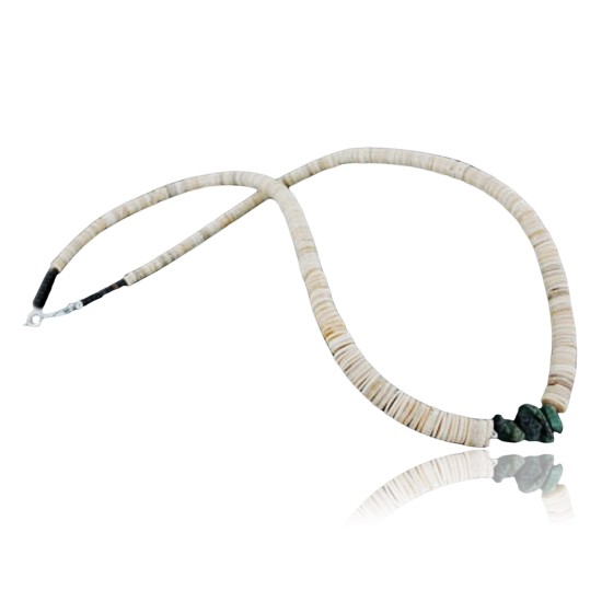 Certified Authentic Navajo .925 Sterling Silver Graduated Melon Shell and Turquoise Native American Necklace 15213-70 Certified Authentic Navajo .925 Sterling Silver Graduated Melon Shell and Turquoise Native American Necklace 15213-70